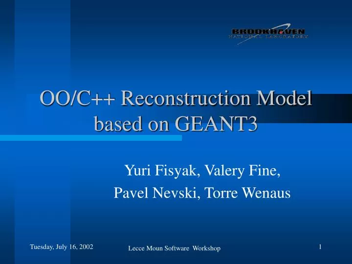 oo c reconstruction model based on geant3