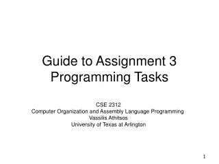 Guide to Assignment 3 Programming Tasks