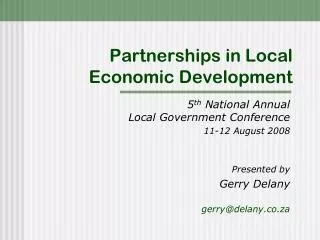 Partnerships in Local Economic Development