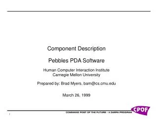 Component Description Pebbles PDA Software