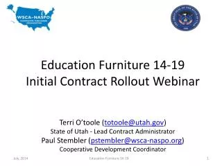 Education Furniture 14-19 Initial Contract Rollout Webinar