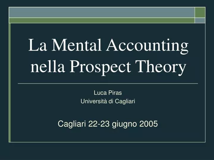 la mental accounting nella prospect theory