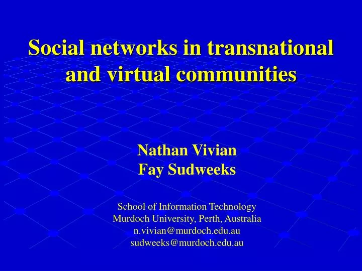 social networks in transnational and virtual communities