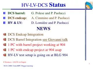 HV-LV-DCS Status