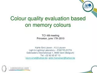 Colour quality evaluation based on memory colours