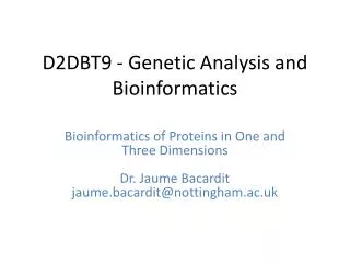 D2DBT9 - Genetic Analysis and Bioinformatics