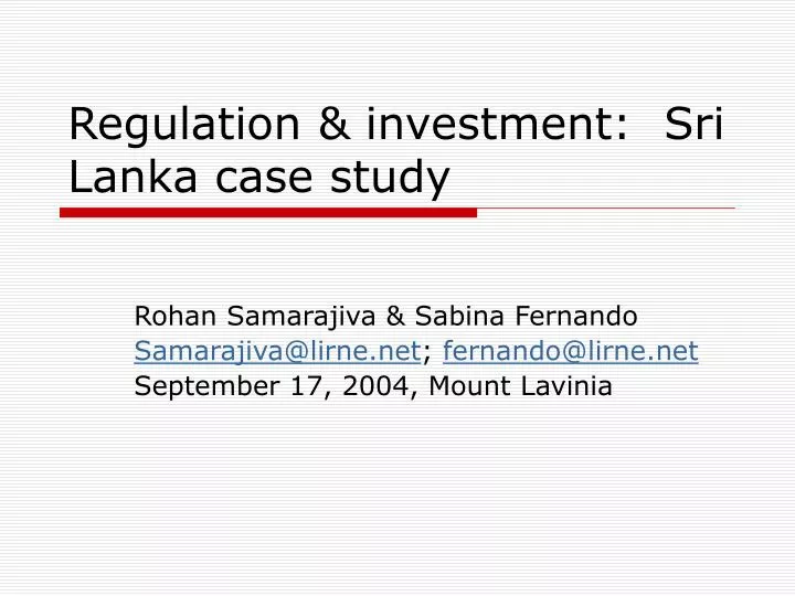 regulation investment sri lanka case study