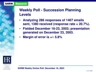 Weekly Poll - Succession Planning Levels