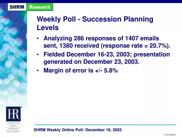 weekly poll succession planning levels