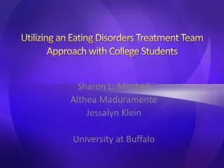 Utilizing an Eating Disorders Treatment Team Approach with College Students