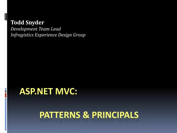 asp net mvc patterns principals