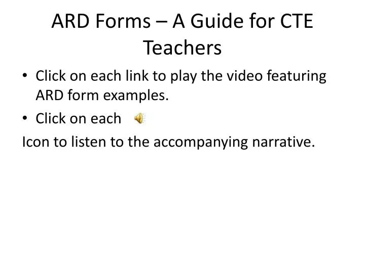 ard forms a guide for cte teachers