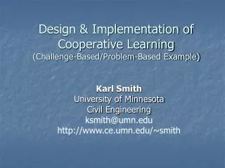 Design &amp; Implementation of Cooperative Learning (Challenge-Based/Problem-Based Example)