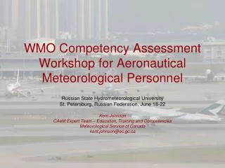 WMO Competency Assessment Workshop for Aeronautical Meteorological Personnel