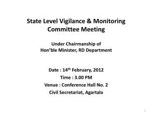 State Level Vigilance &amp; Monitoring Committee Meeting