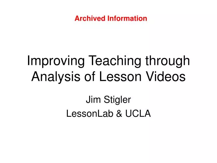 improving teaching through analysis of lesson videos