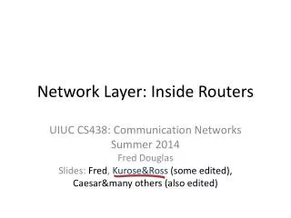 Network Layer: Inside Routers