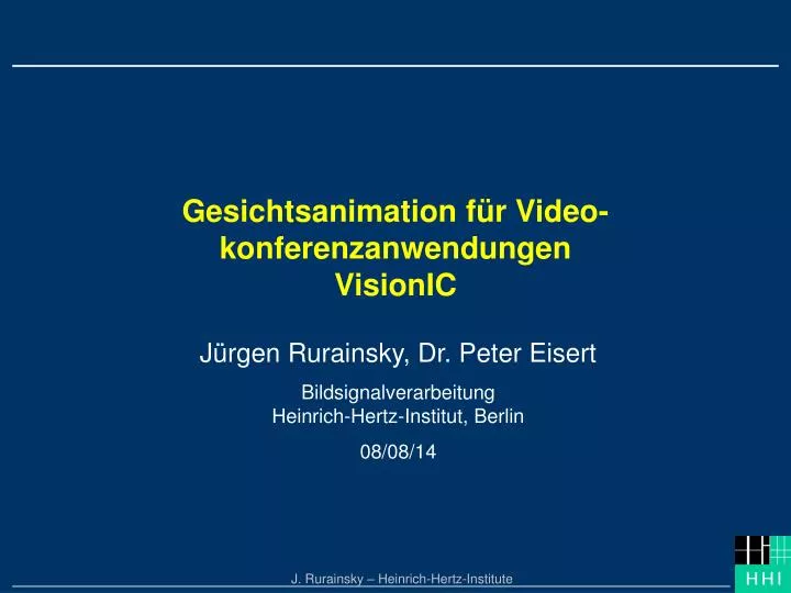 gesichtsanimation f r video konferenzanwendungen visionic