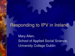Responding to IPV in Ireland