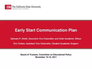 Board of Trustees, Committee on Educational Policy November 15-16, 2011