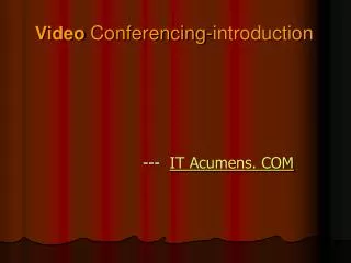 Video Conferencing-introduction