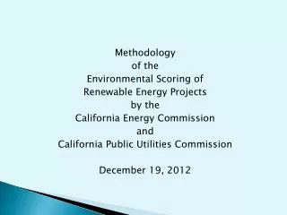 Methodology of the Environmental Scoring of Renewable Energy Projects by the