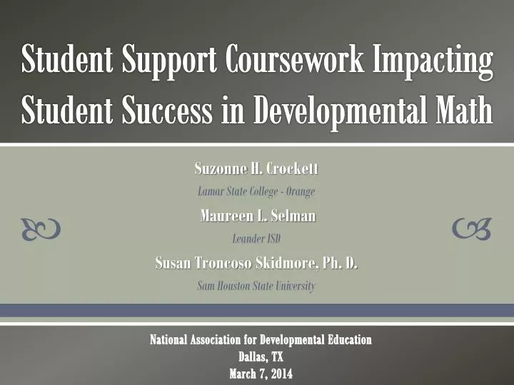 student support coursework impacting student success in developmental math