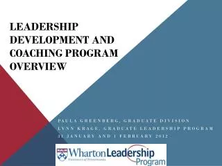 Leadership Development and Coaching Program Overview