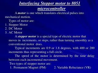 Interfacing Stepper motor to 8051 microcontroller