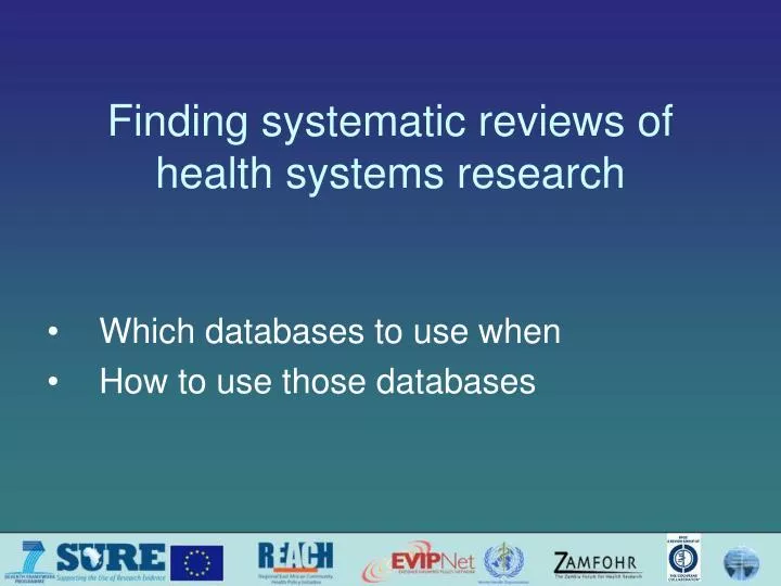 finding systematic reviews of health systems research