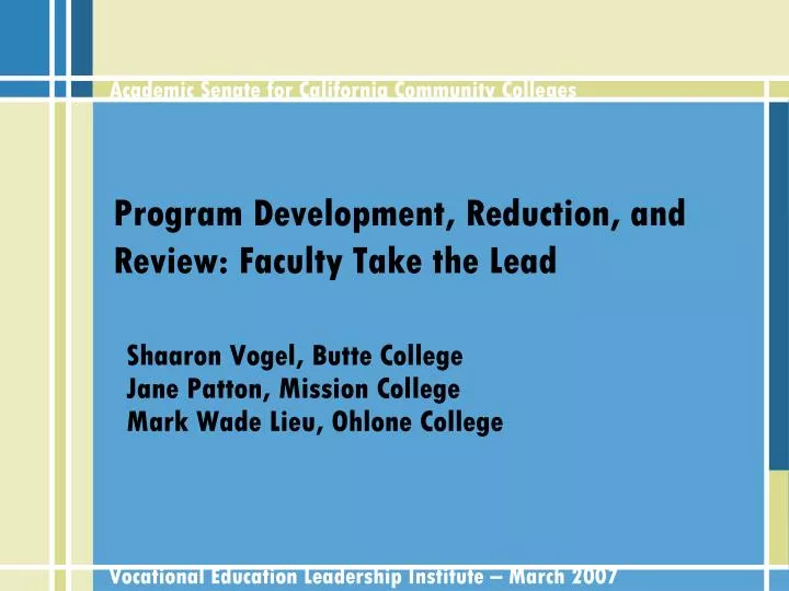 program development reduction and review faculty take the lead