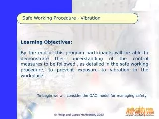 Safe Working Procedure - Vibration