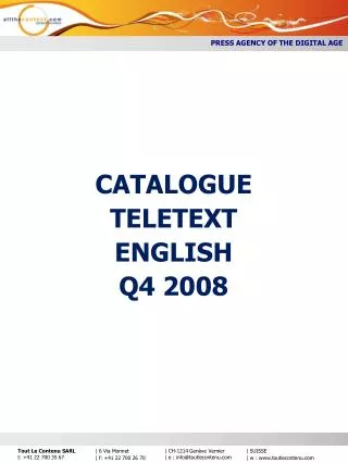 CATALOGUE TELETEXT ENGLISH Q4 2008