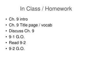 In Class / Homework