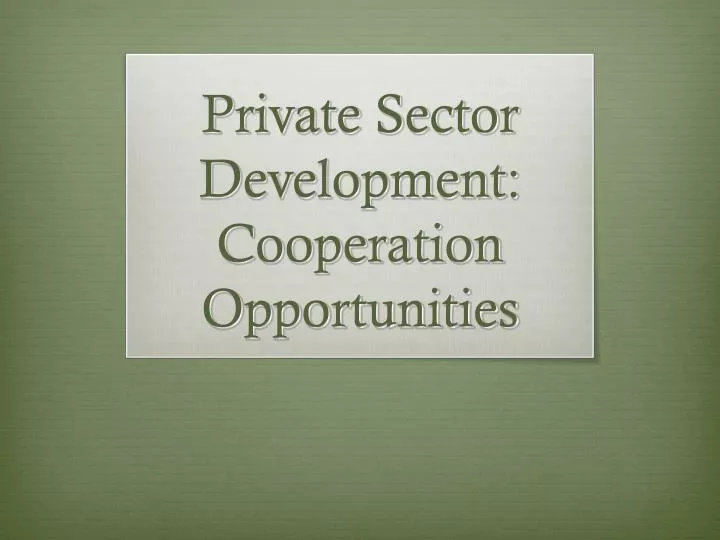 private sector development cooperation opportunities