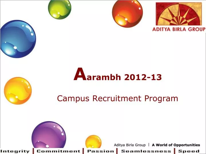 a arambh 2012 13 campus recruitment program
