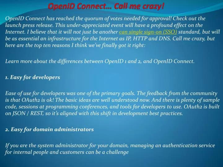 openid connect call me crazy