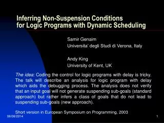 Inferring Non-Suspension Conditions for Logic Programs with Dynamic Scheduling