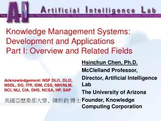 Knowledge Management Systems: Development and Applications Part I: Overview and Related Fields