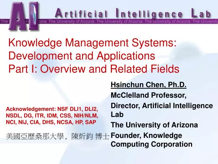 knowledge management systems development and applications part i overview and related fields