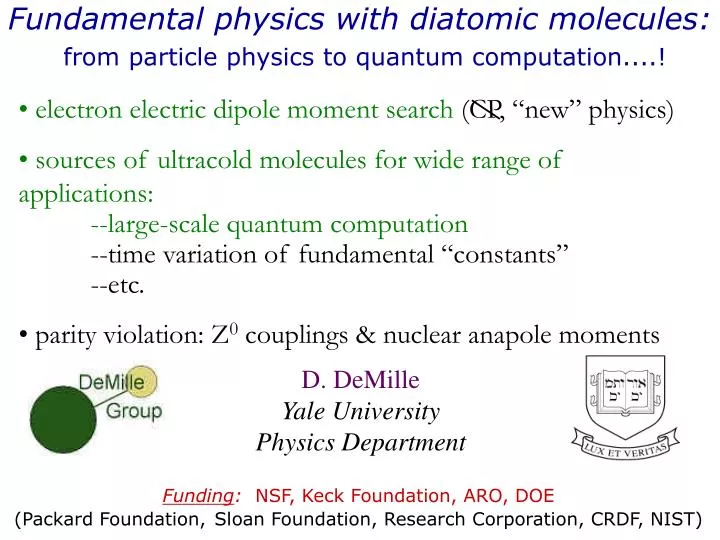 fundamental physics with diatomic molecules from particle physics to quantum computation