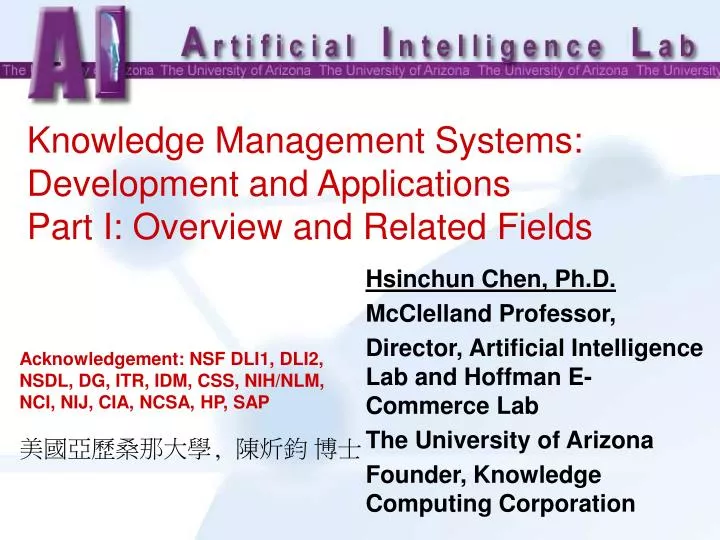 knowledge management systems development and applications part i overview and related fields