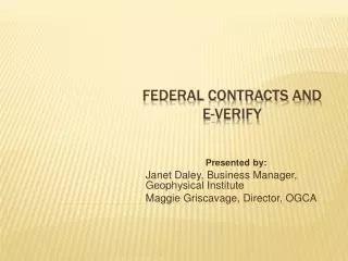 Federal Contracts and E-Verify