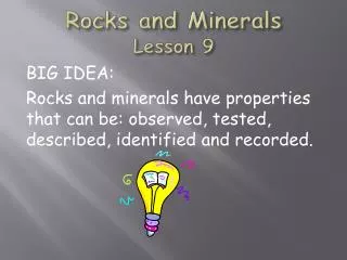 Rocks and Minerals Lesson 9