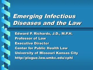 Emerging Infectious Diseases and the Law