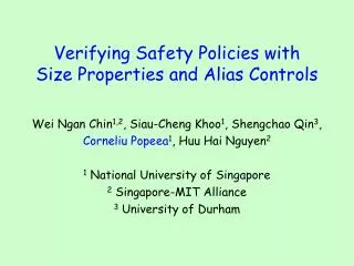 Verifying Safety Policies with Size Properties and Alias Controls