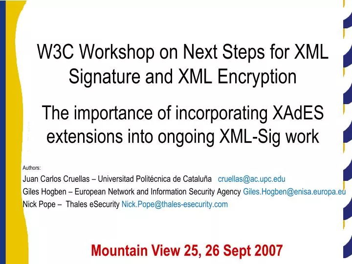 w3c workshop on next steps for xml signature and xml encryption