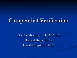 compendial verification
