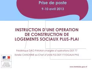 INSTRUCTION D’UNE OPERATION DE CONSTRUCTION DE LOGEMENTS SOCIAUX PLUS-PLAI