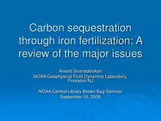 Carbon sequestration through iron fertilization: A review of the major issues